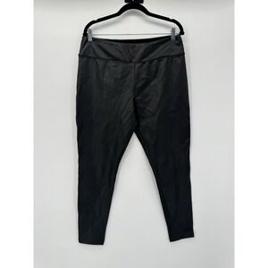 Nordstrom L Black Faux Leather Pants Women's Polyester Minimalist Mob Wife